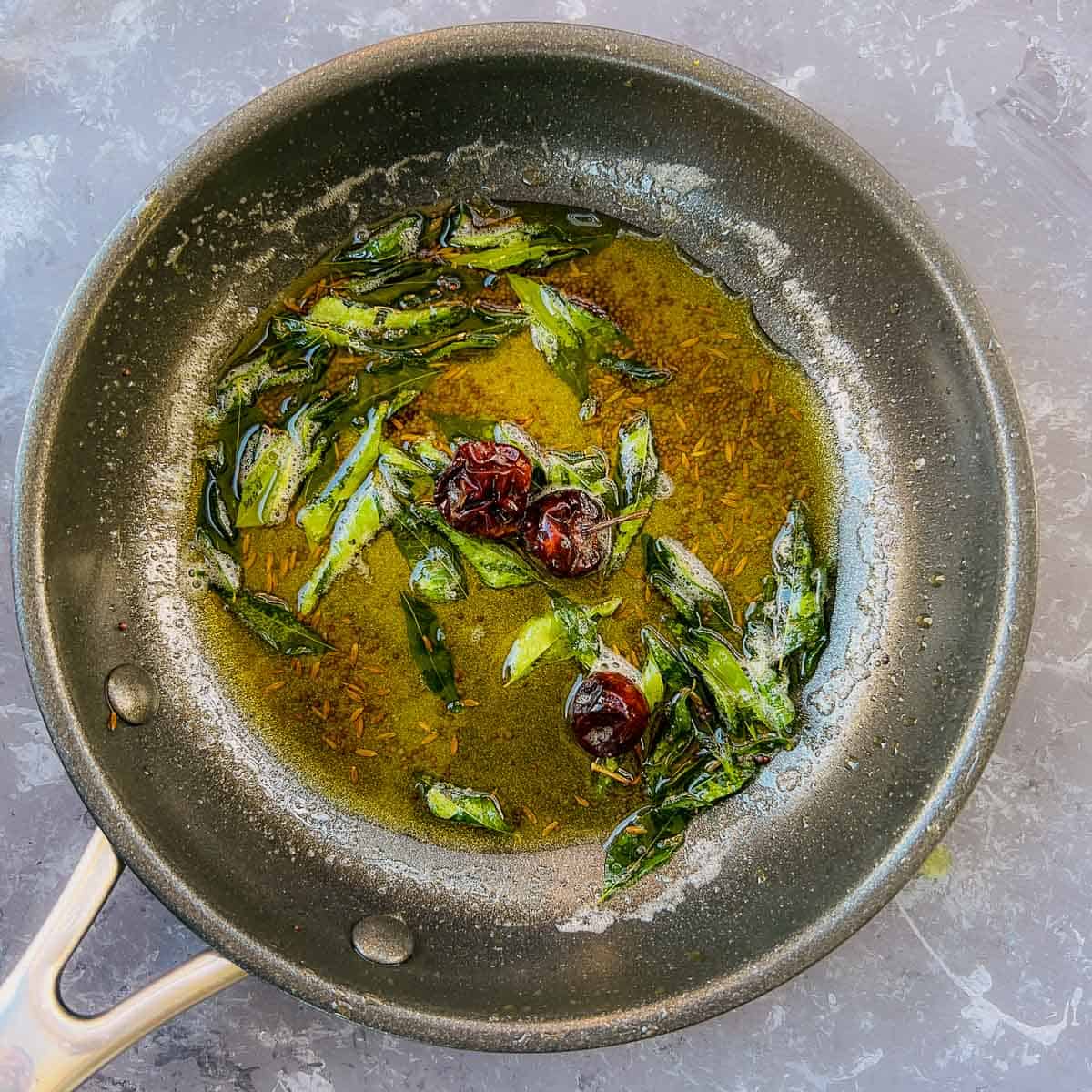 Tempering in a small pan.