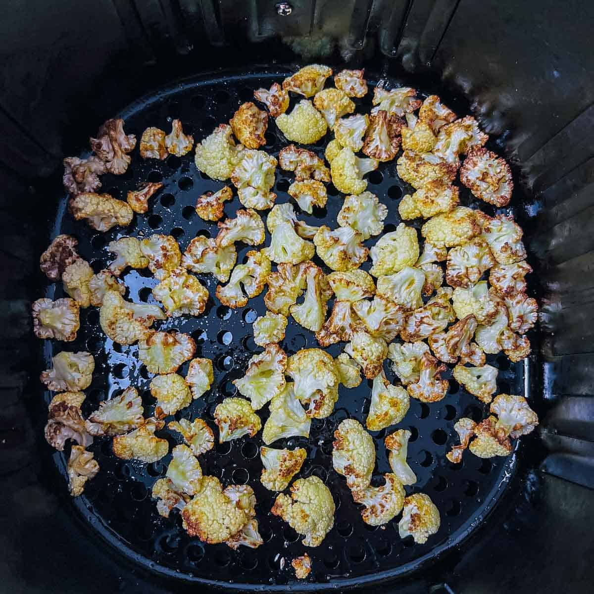 Roasted cauliflower in air fryer.