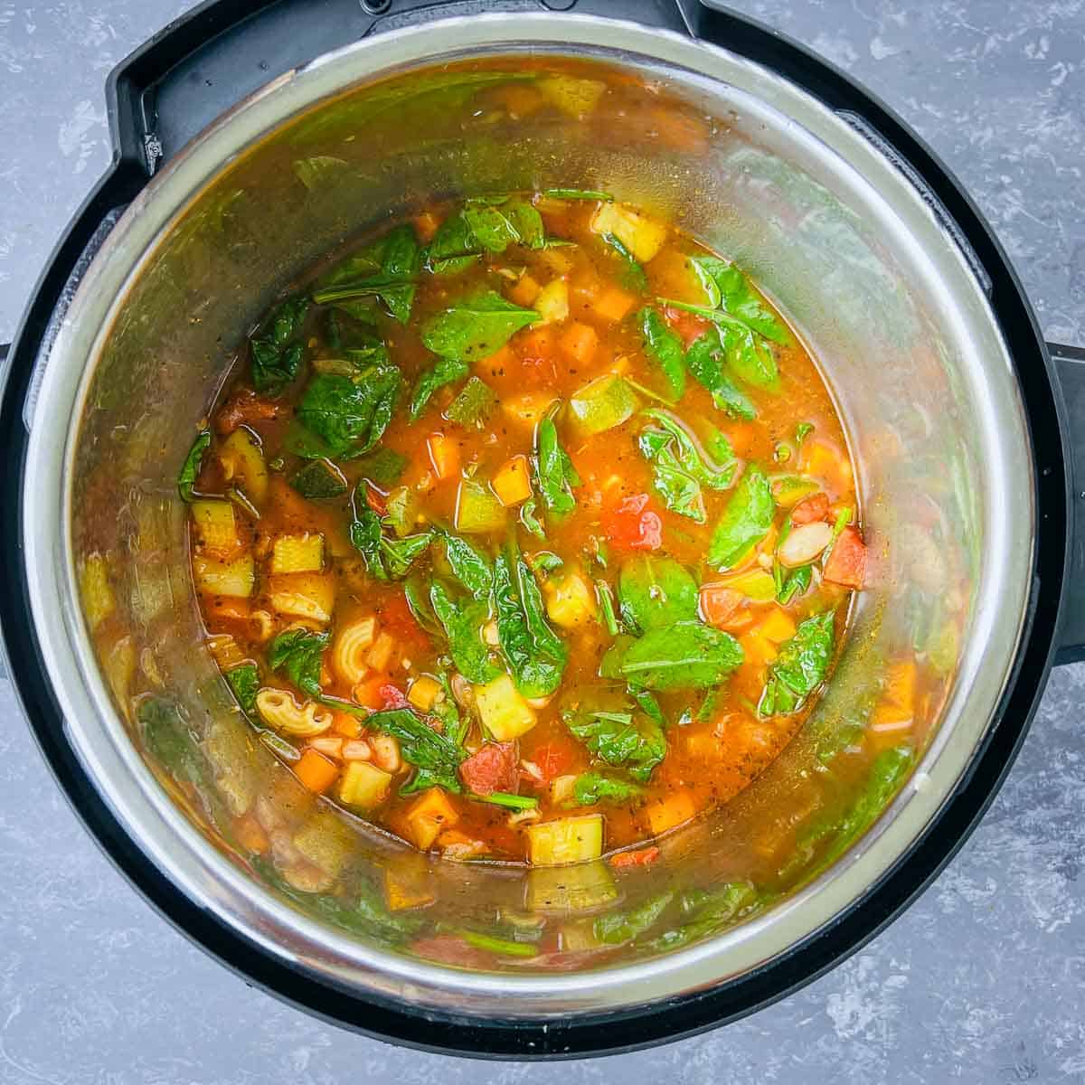 Spianch added in minestrone soup.