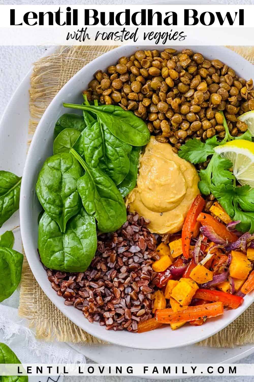 Lentil Buddha bowl pinterest image.