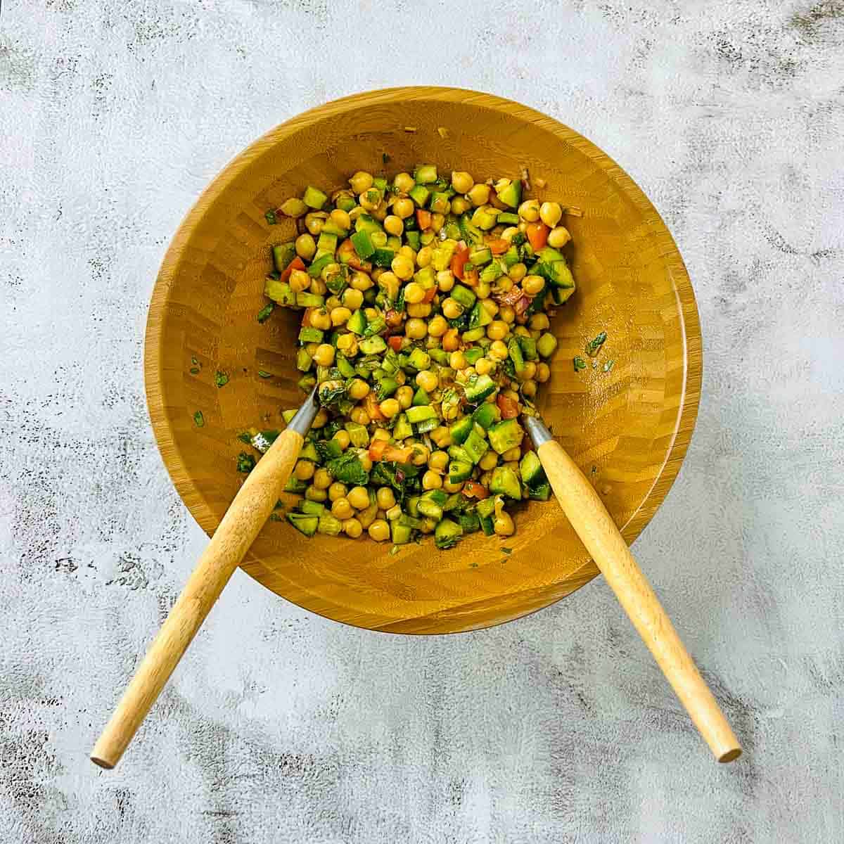 Salad tossed with the prepared dressing.