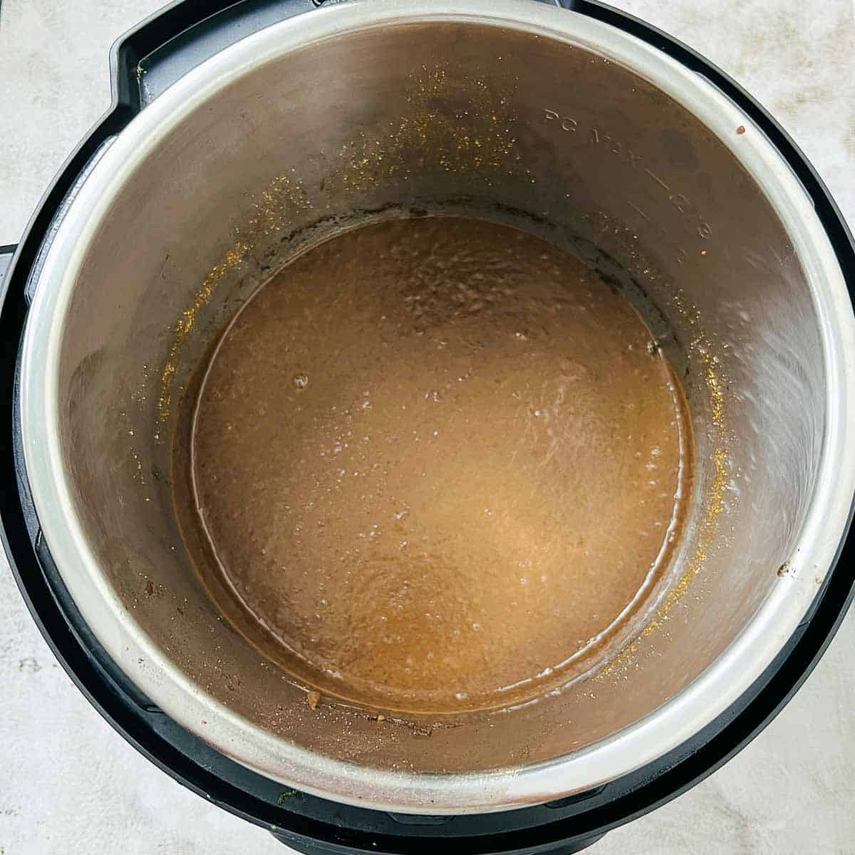 Blended refried beans in Instant Pot.