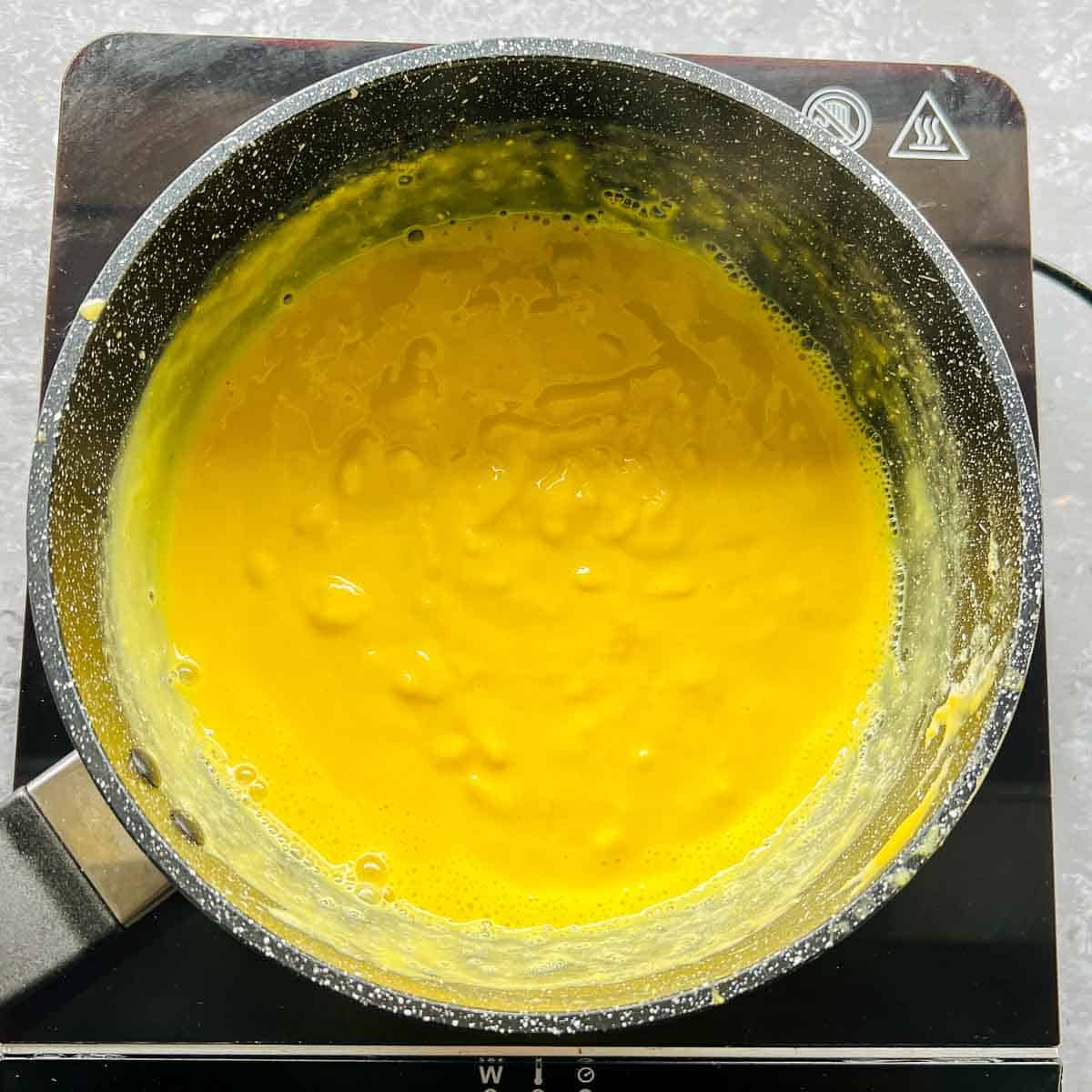 Chickpea mixture after two minutes of stirring.