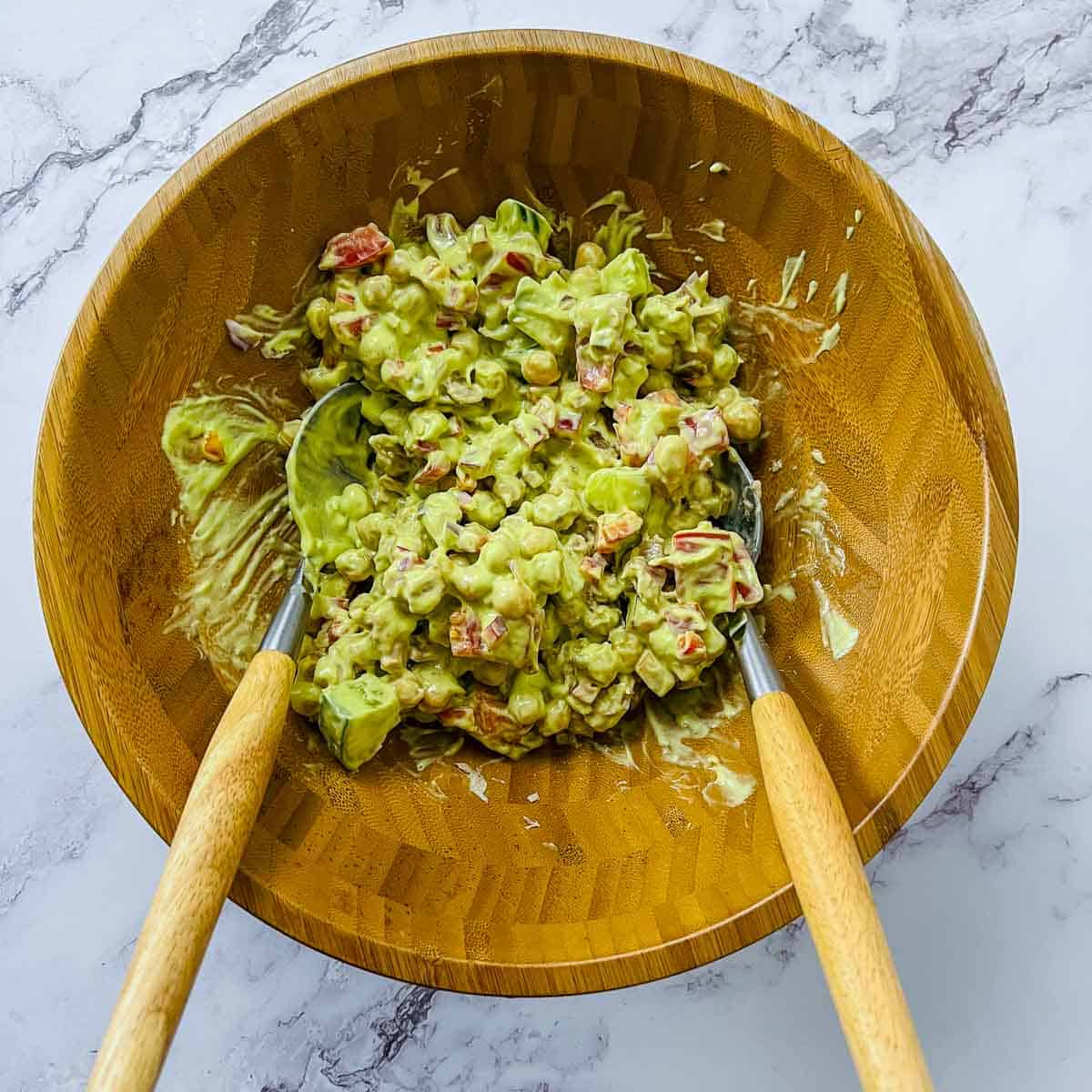 Salad tossed with the avocado dressing.