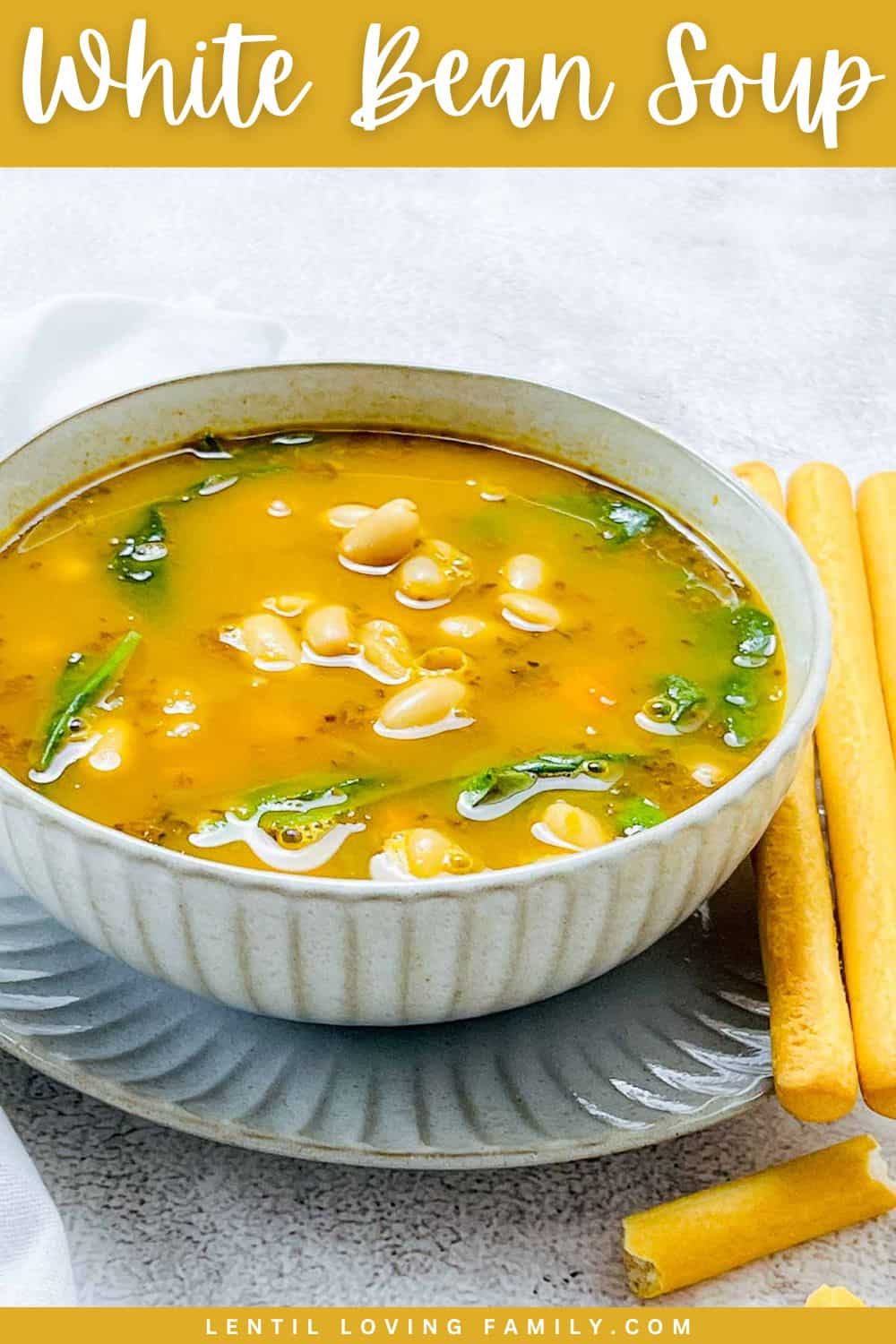 White bean soup Pinterest image.