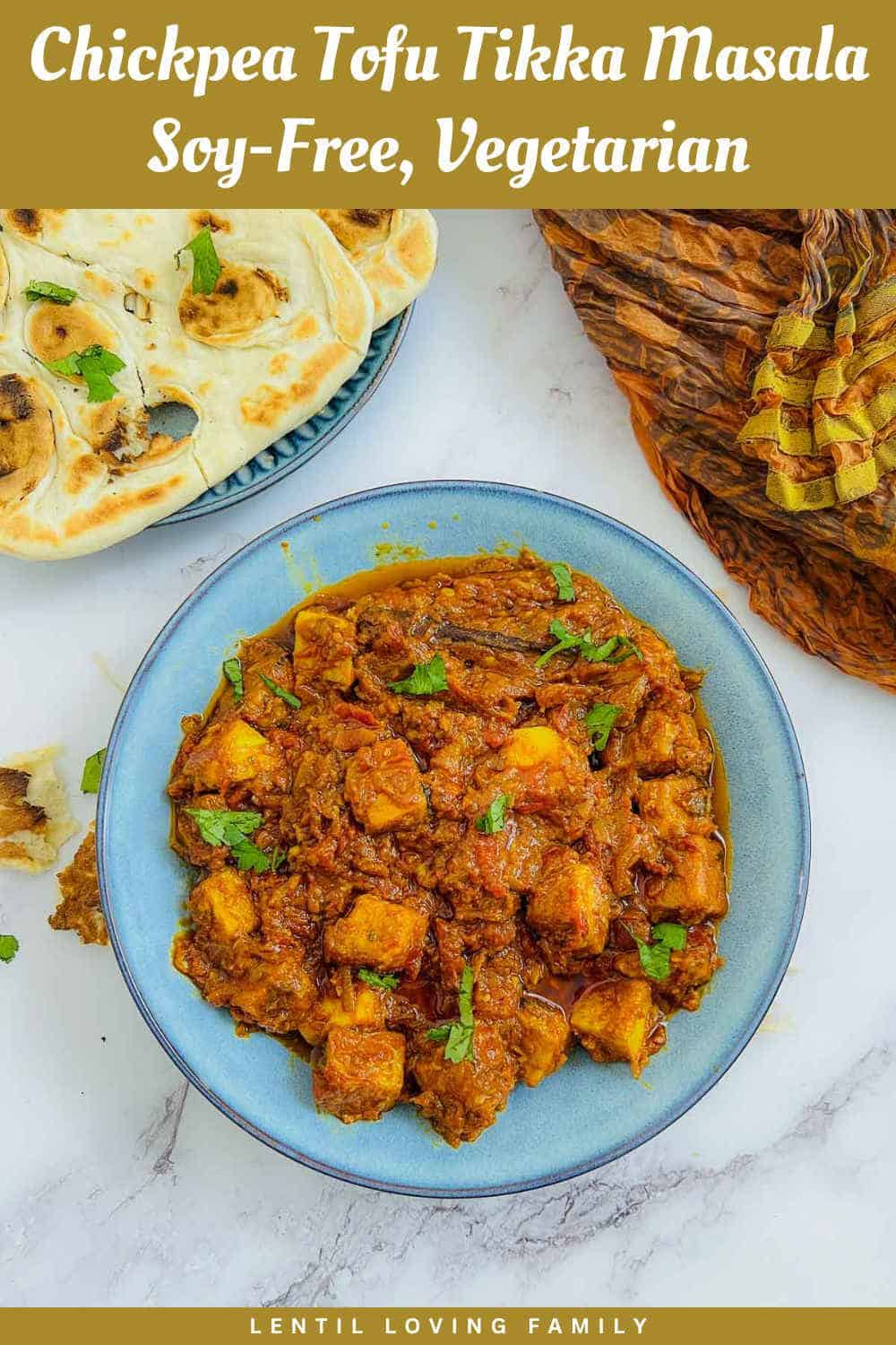 Chickpea tofu tikka masala Pinterest image.