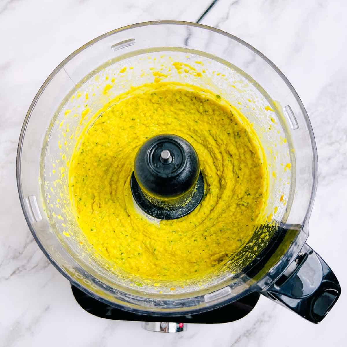 Processed dip in food processor.