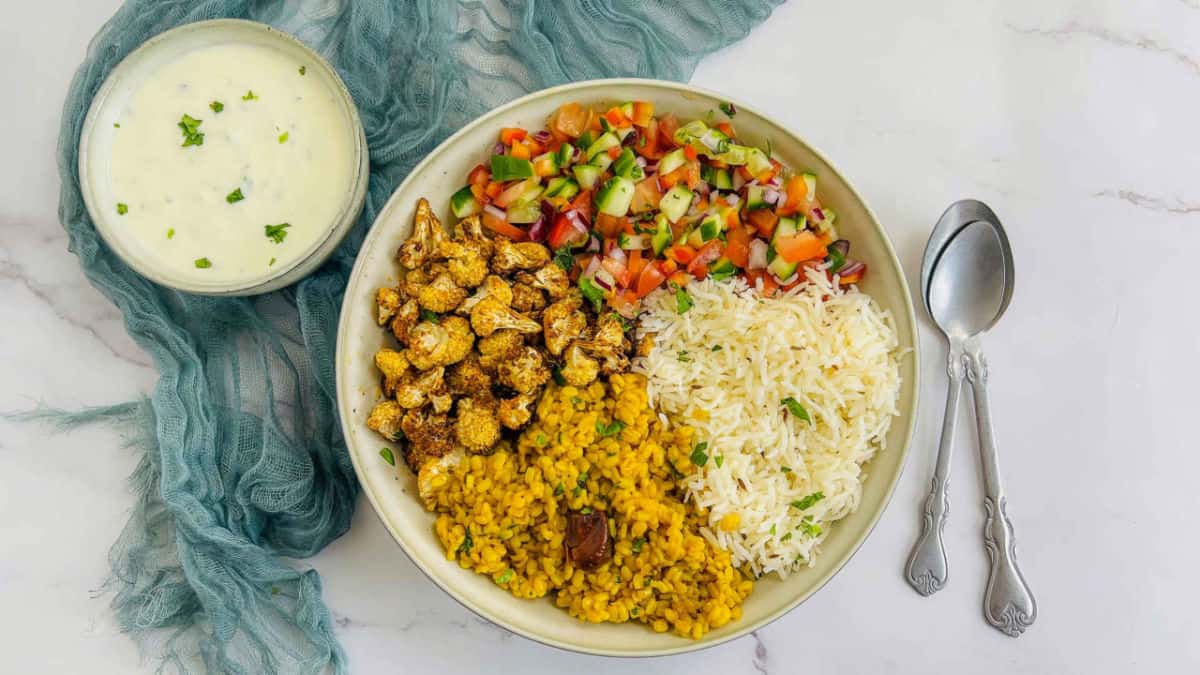 Indian Biddha bowl with raita.