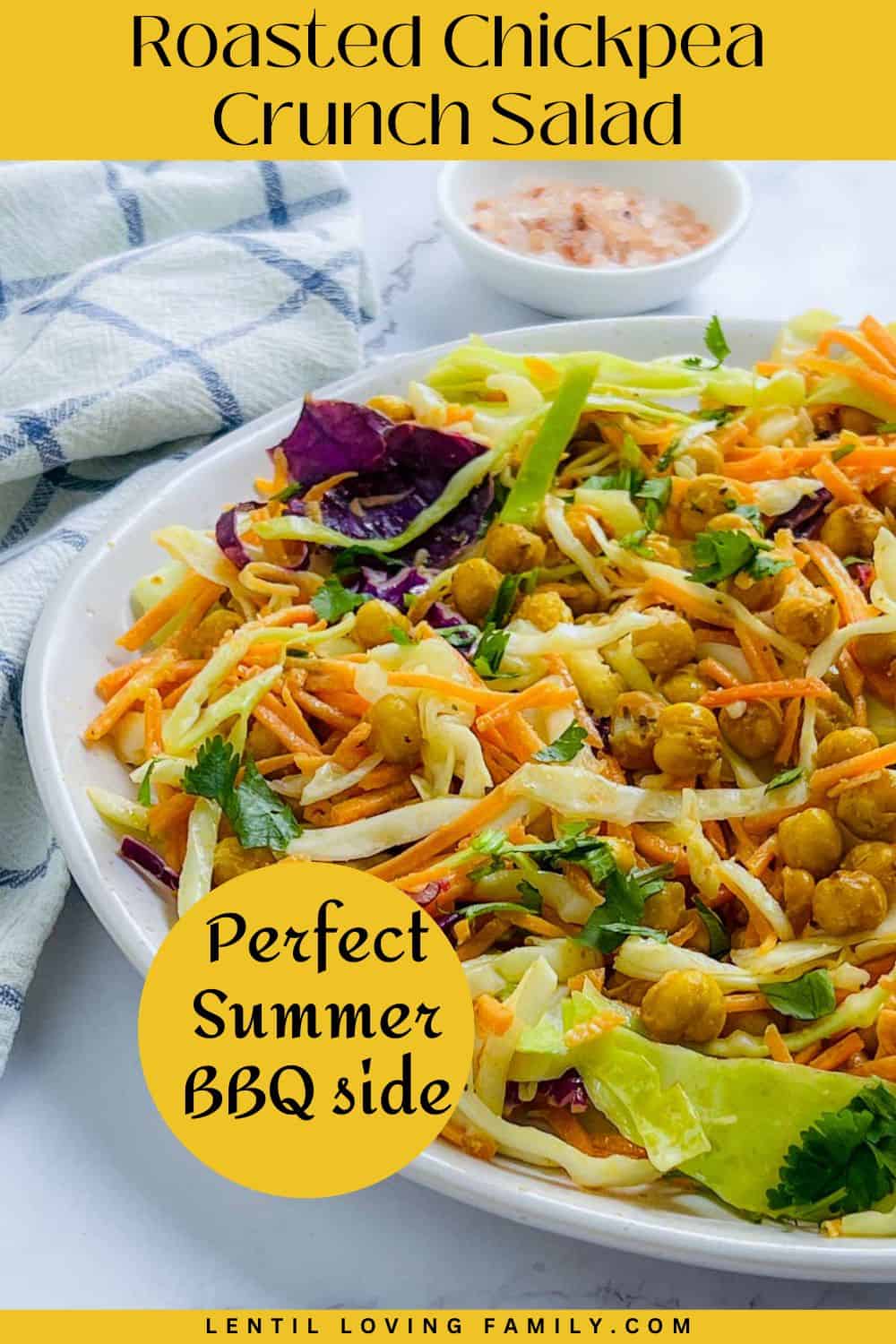 Chickpea crunch salad Pinterest image.