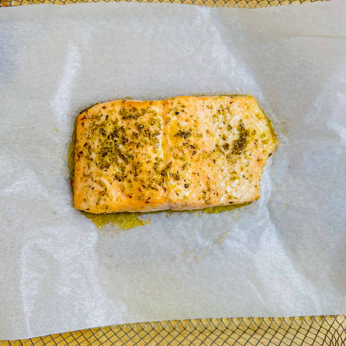 Salmon roasted in air fryer.
