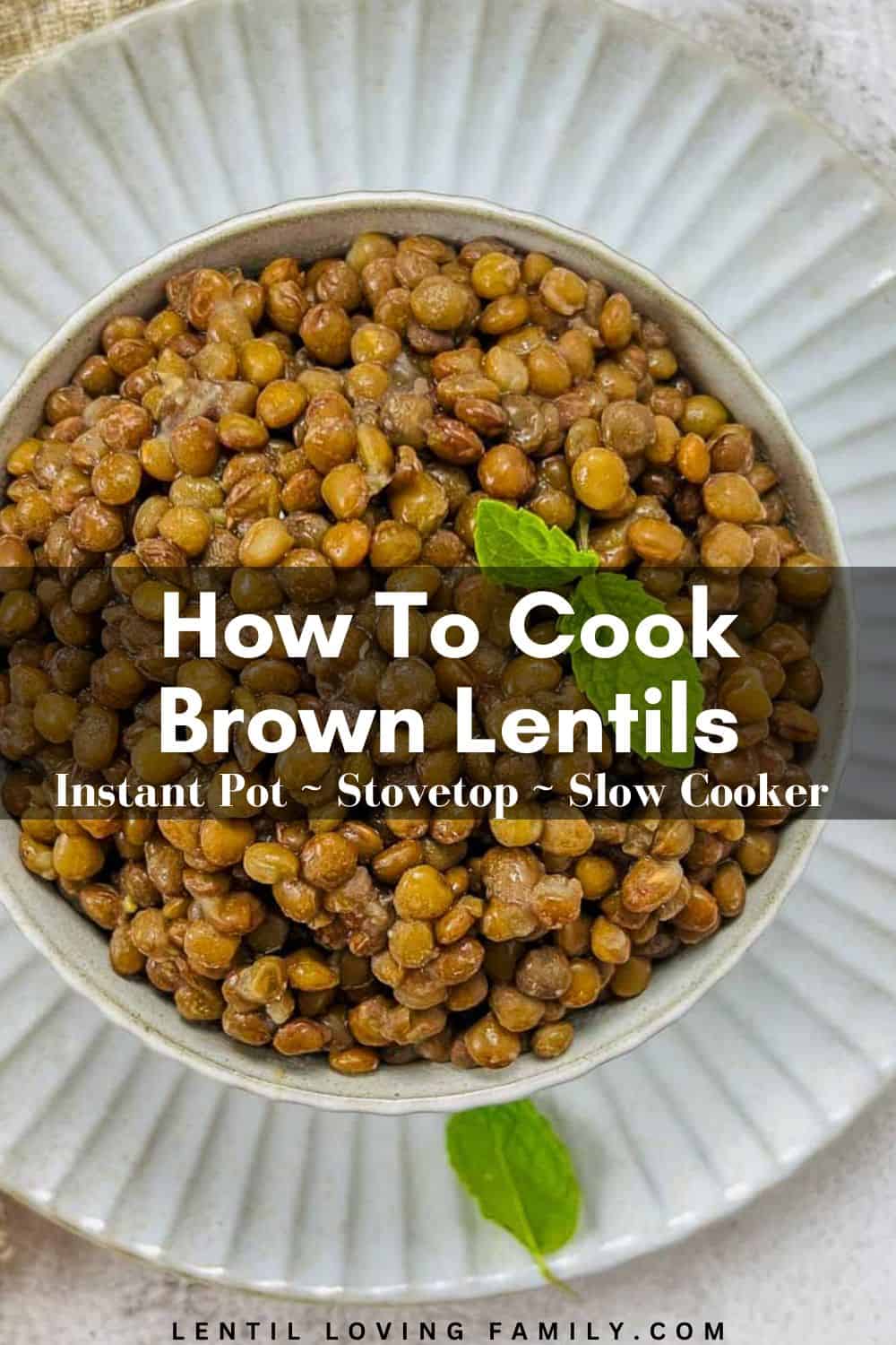 How to cook brown lentils Pinterest image.