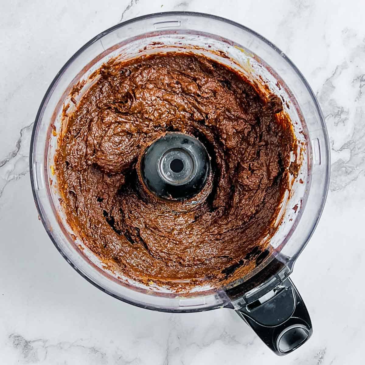 Smooth processed mixture in the food processor.