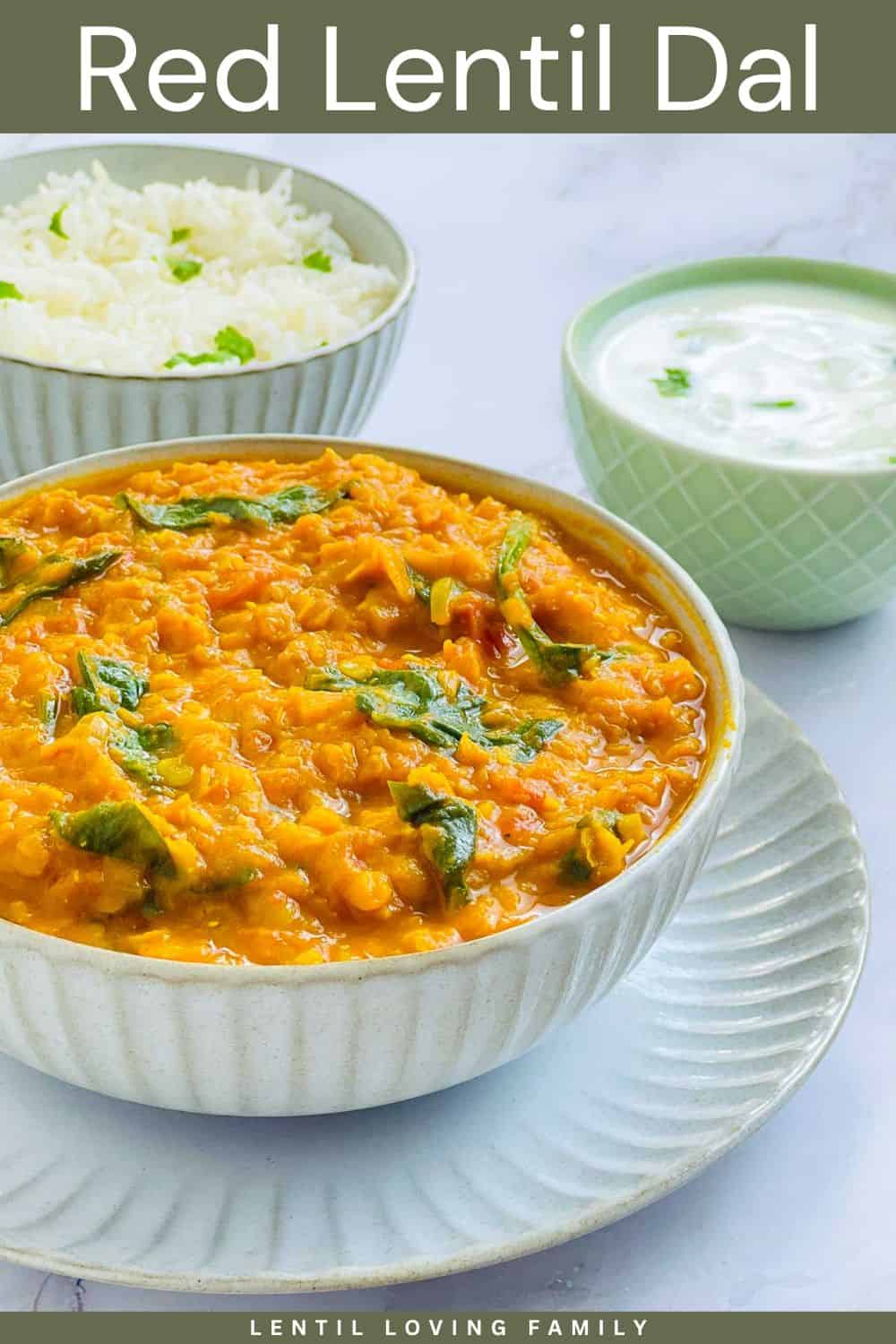 Red lentil dal Pinterest image.