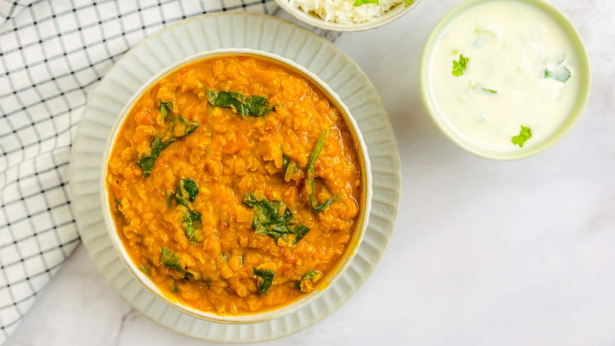 Red lentil dal social media image.