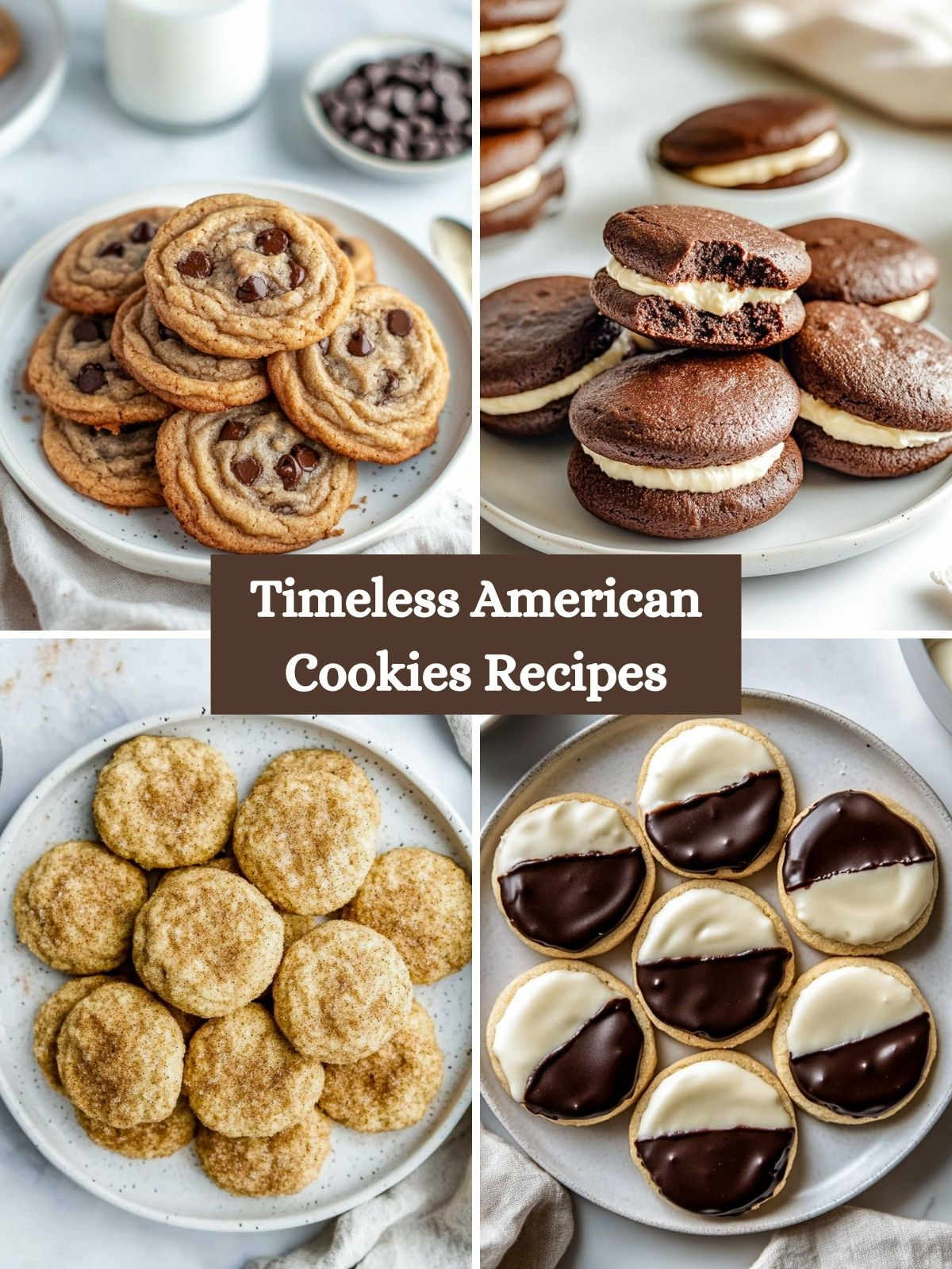 A 4-picture collage of American cookies.