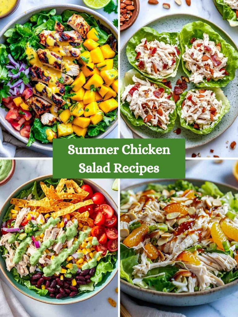 Chicken salads collage.