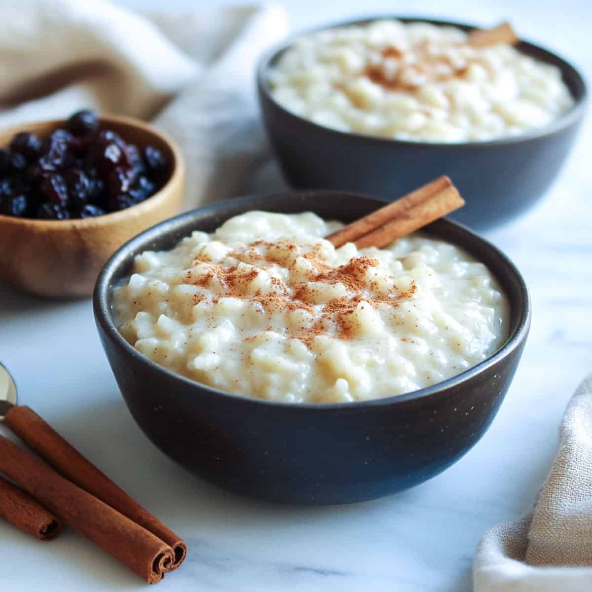 Two bowls of Mexican rice pudding.