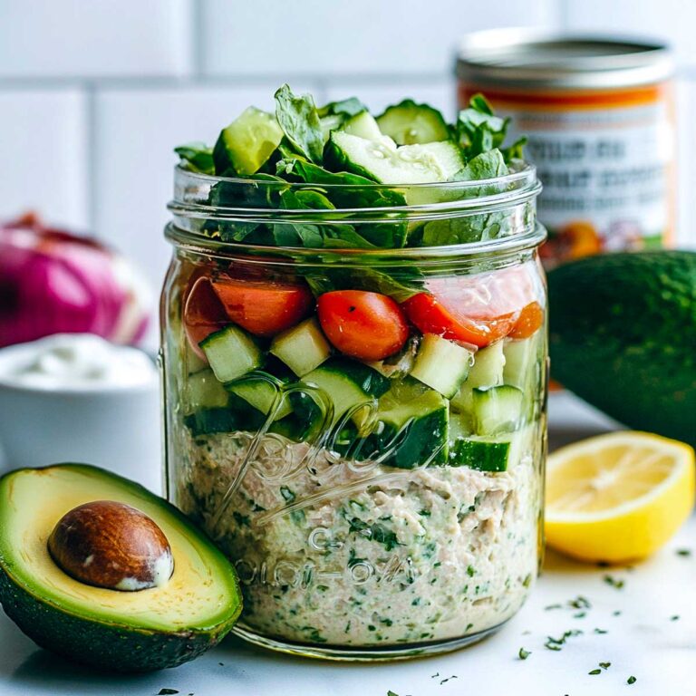 Avocado tuna salad in a jar.