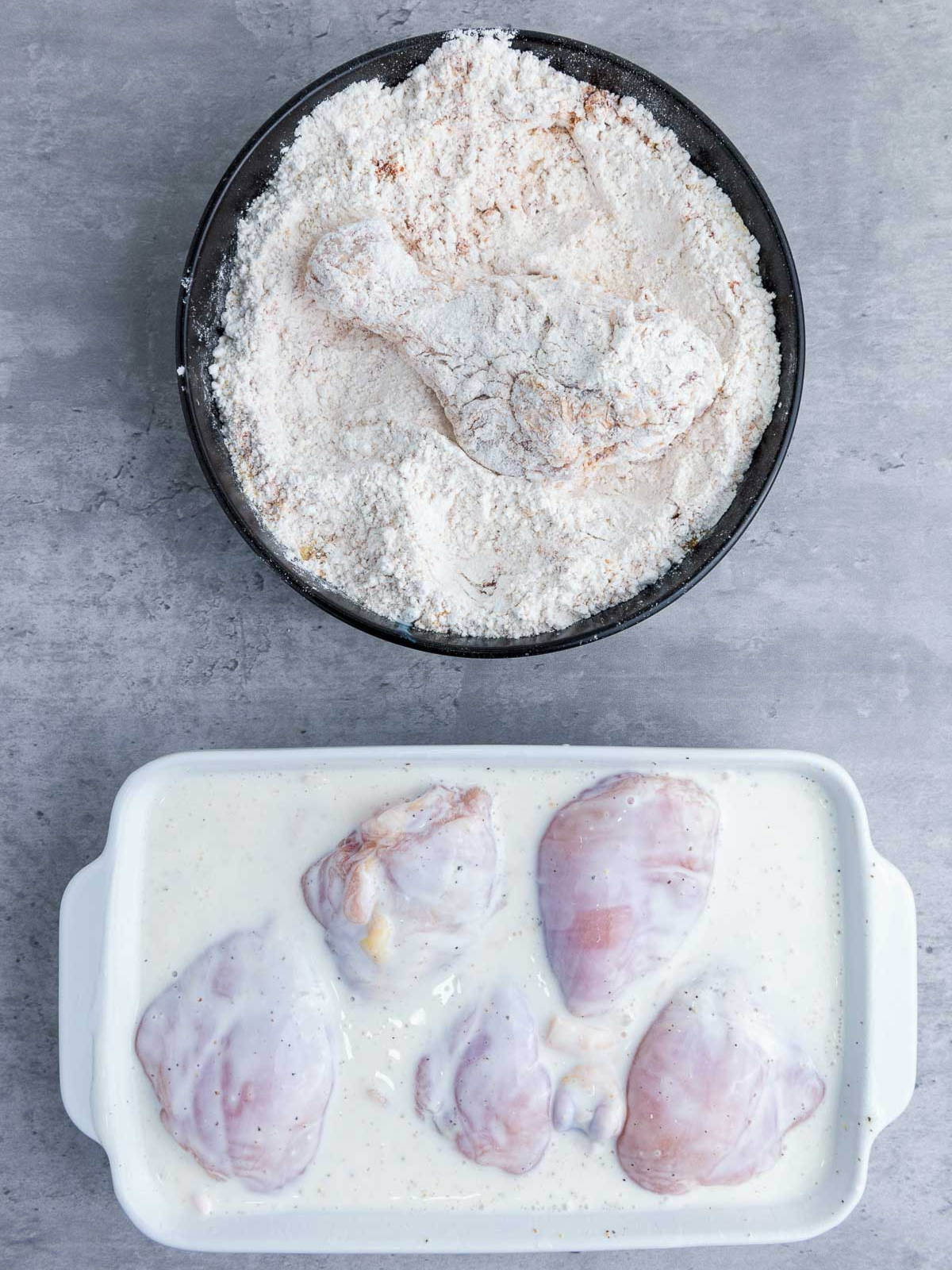 Flour in a bowl mixed with spices.