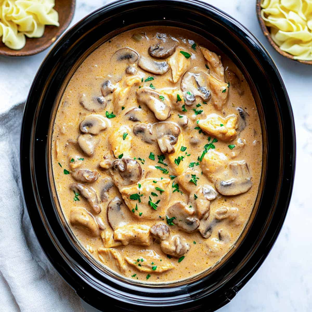 Chicken stroganoff made in crockpot.