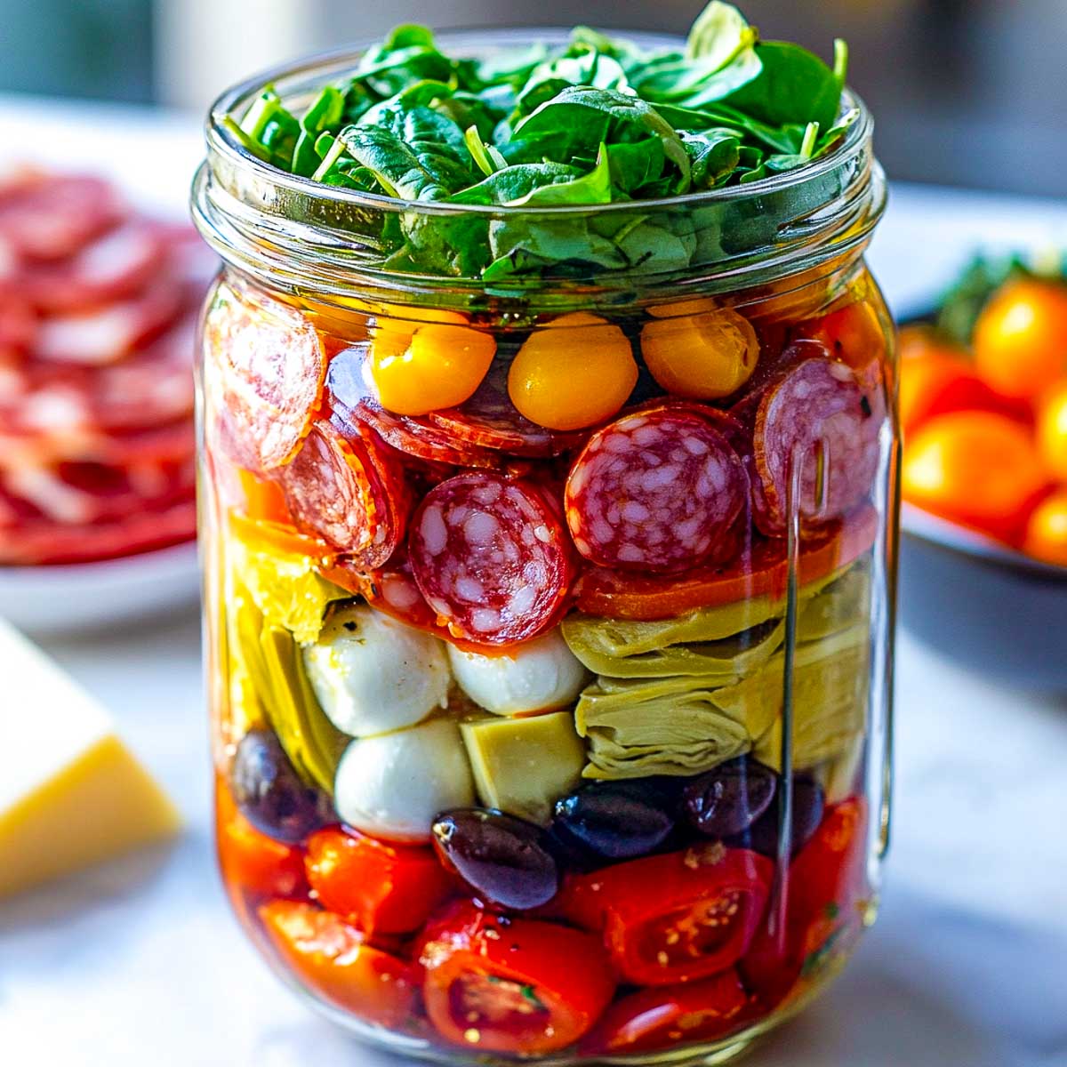 Antipasto in a jar.