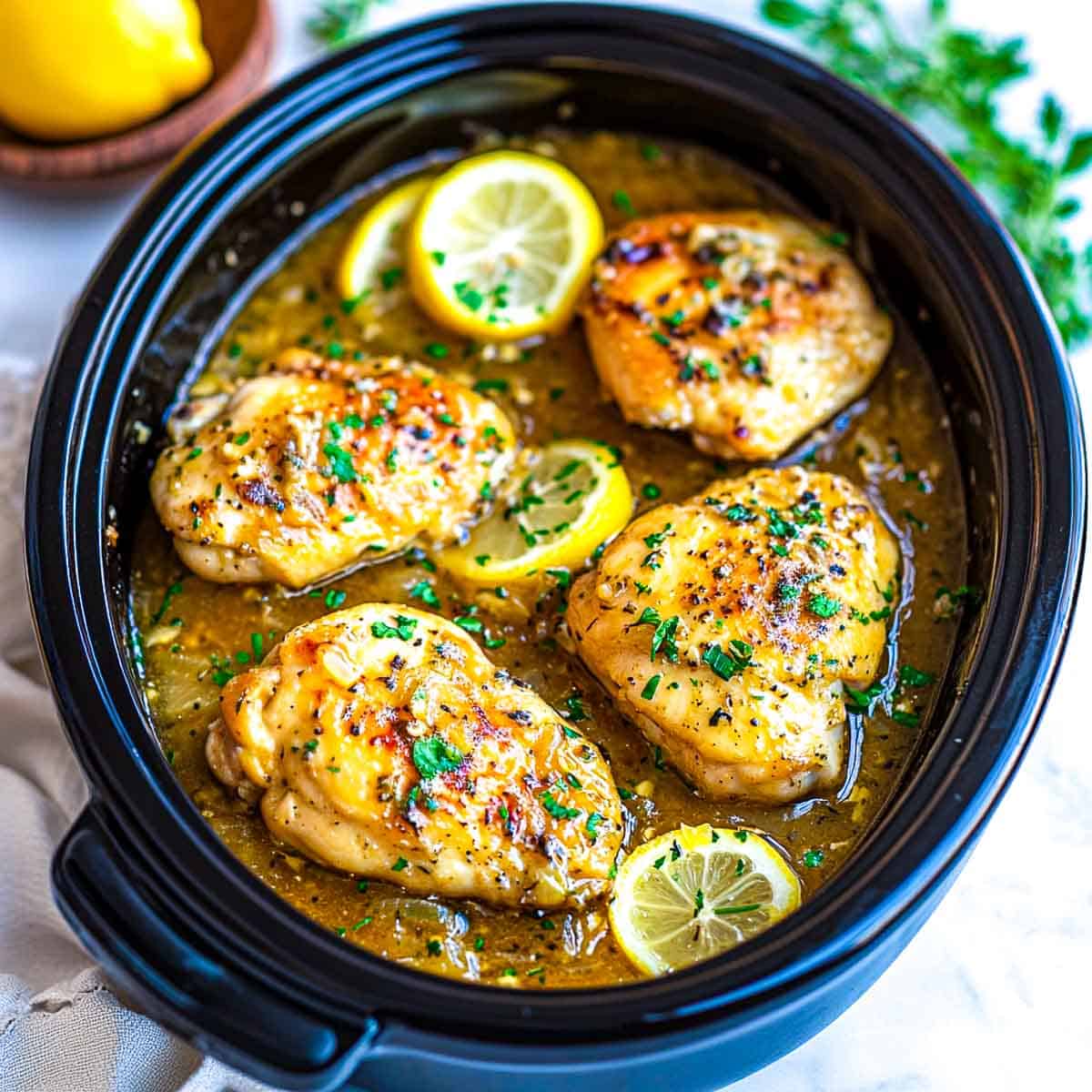 Lemon chicken in the crockpot.