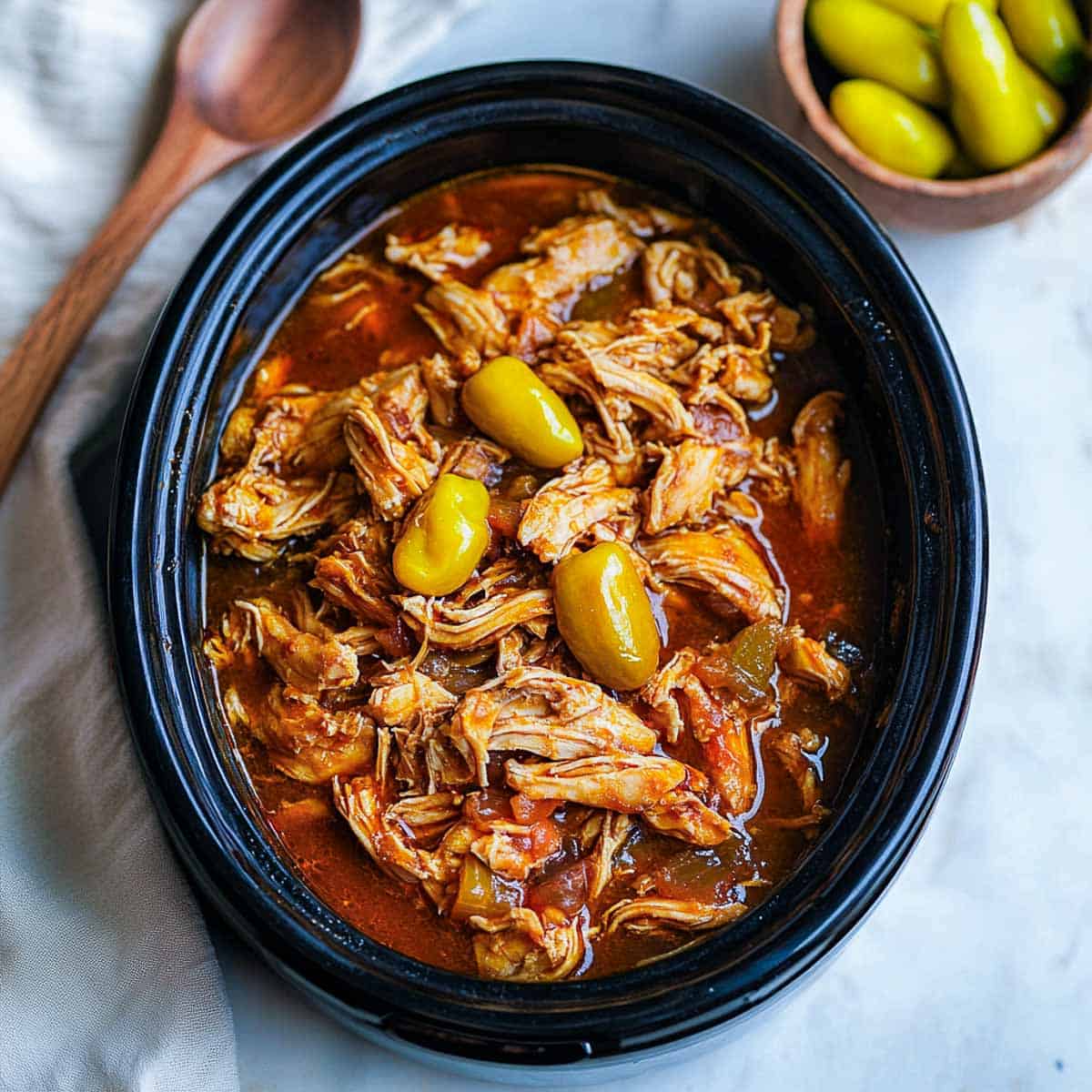 Mississippi chicken in the crockpot.