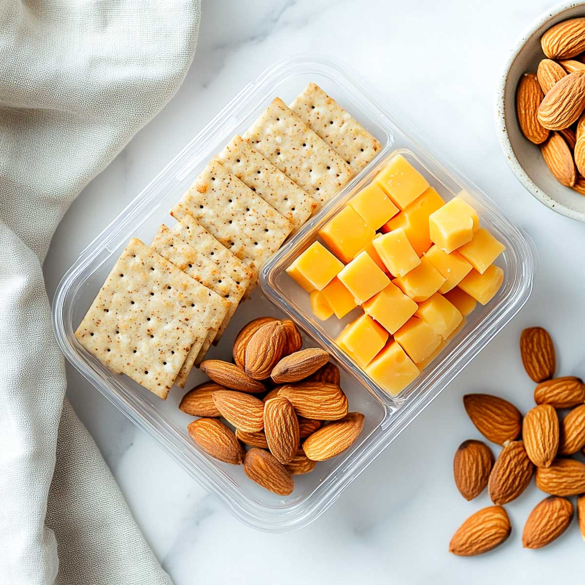Cheese and cracker snack box for beach snacks.