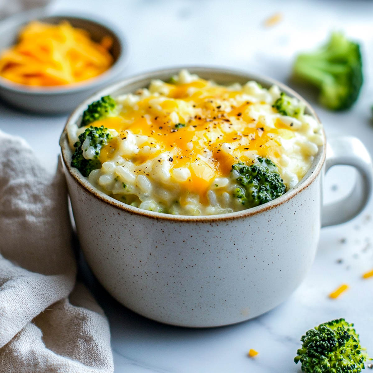 Broccoli rice mug casserole.