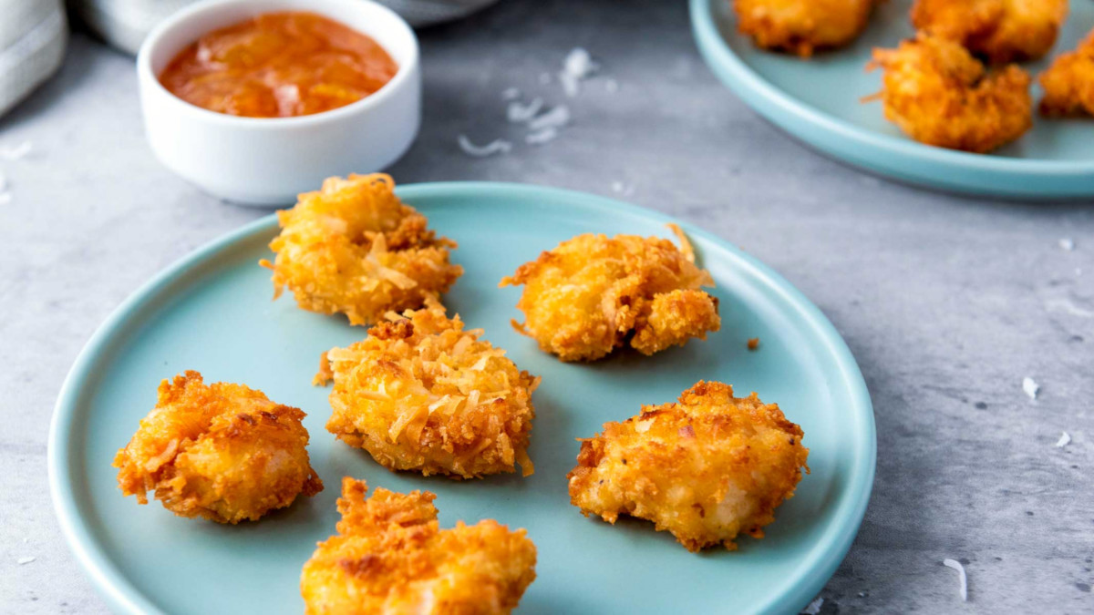 Coconut shrimp social media image.