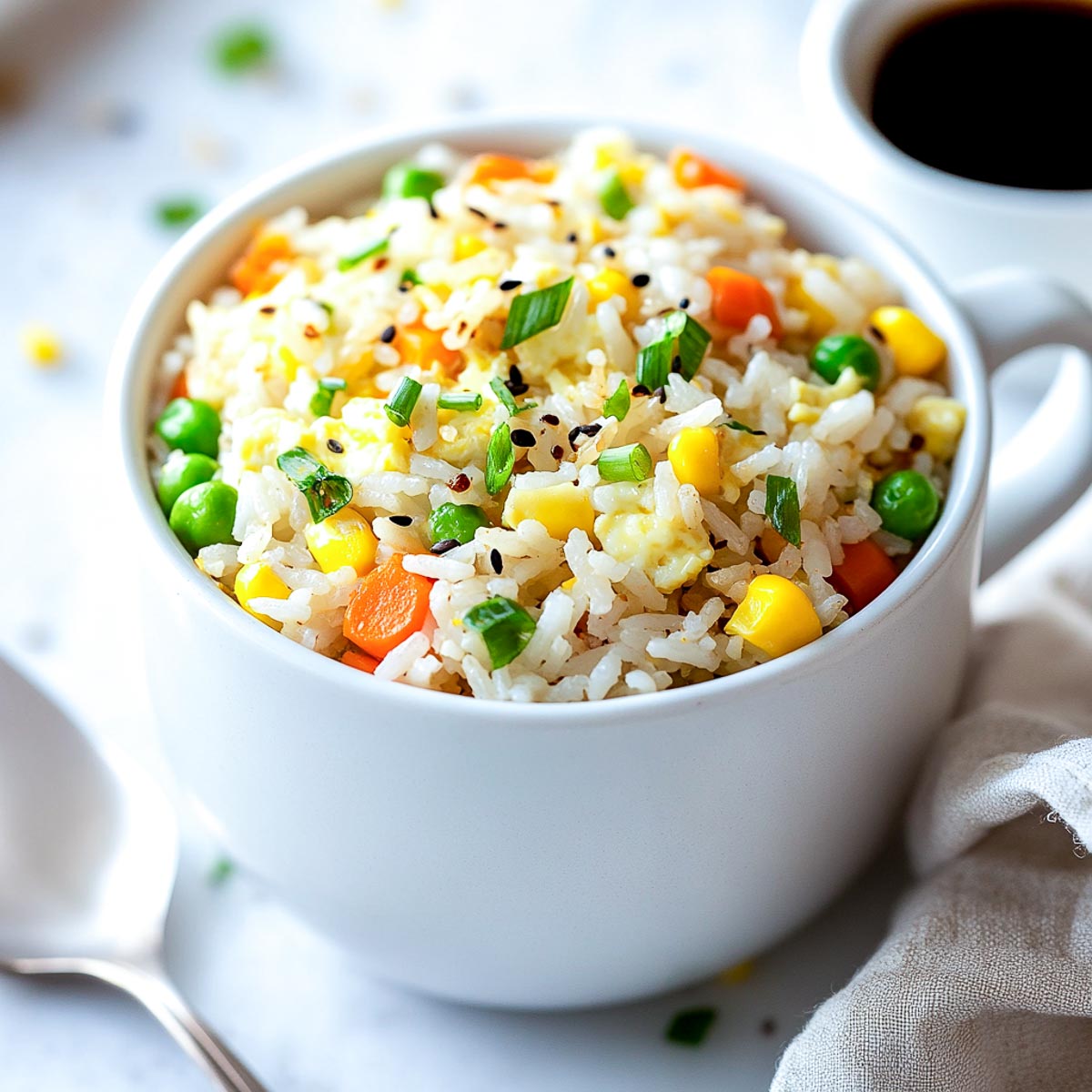 Egg fried rice with veggies.