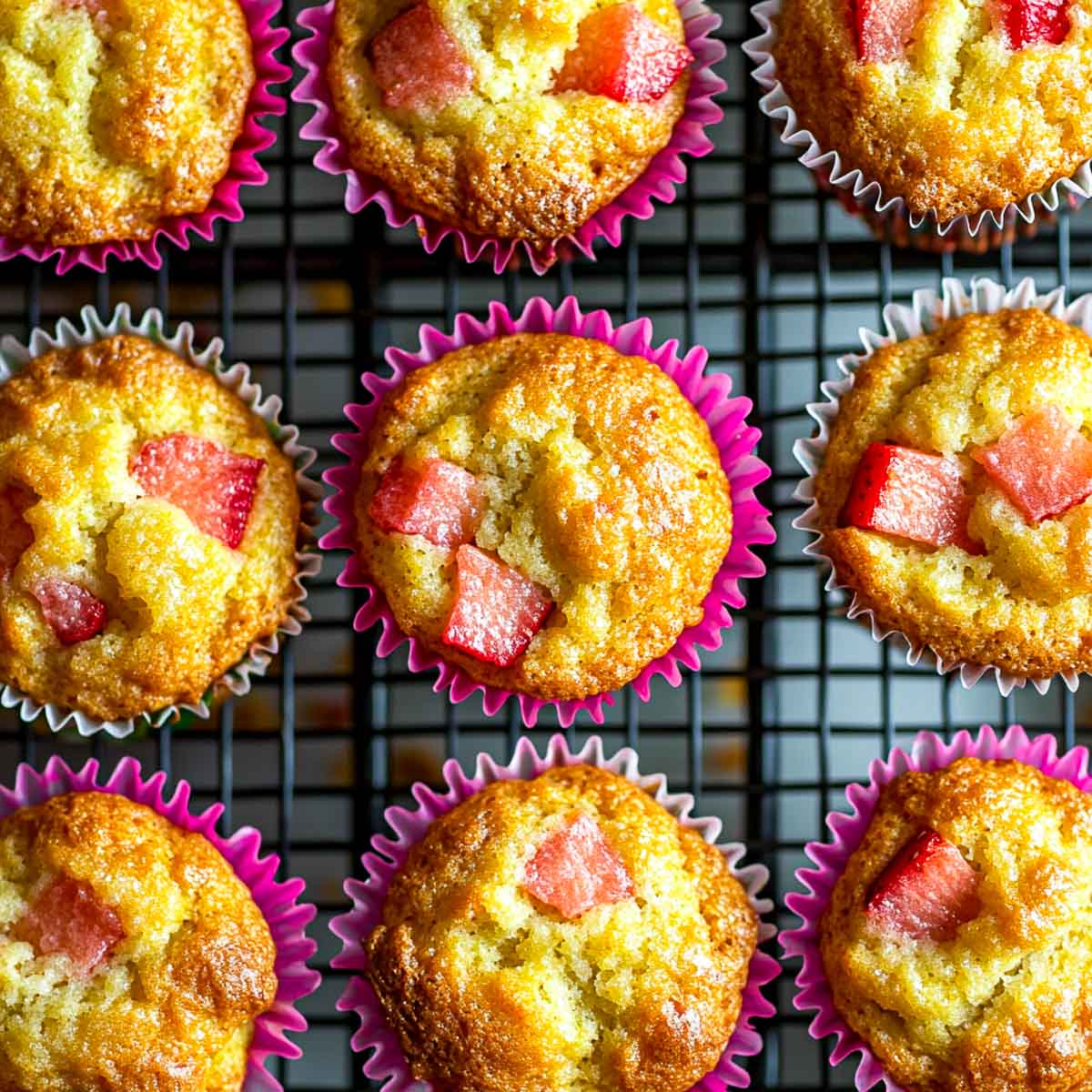 Keto muffins cooling on a wire rack.
