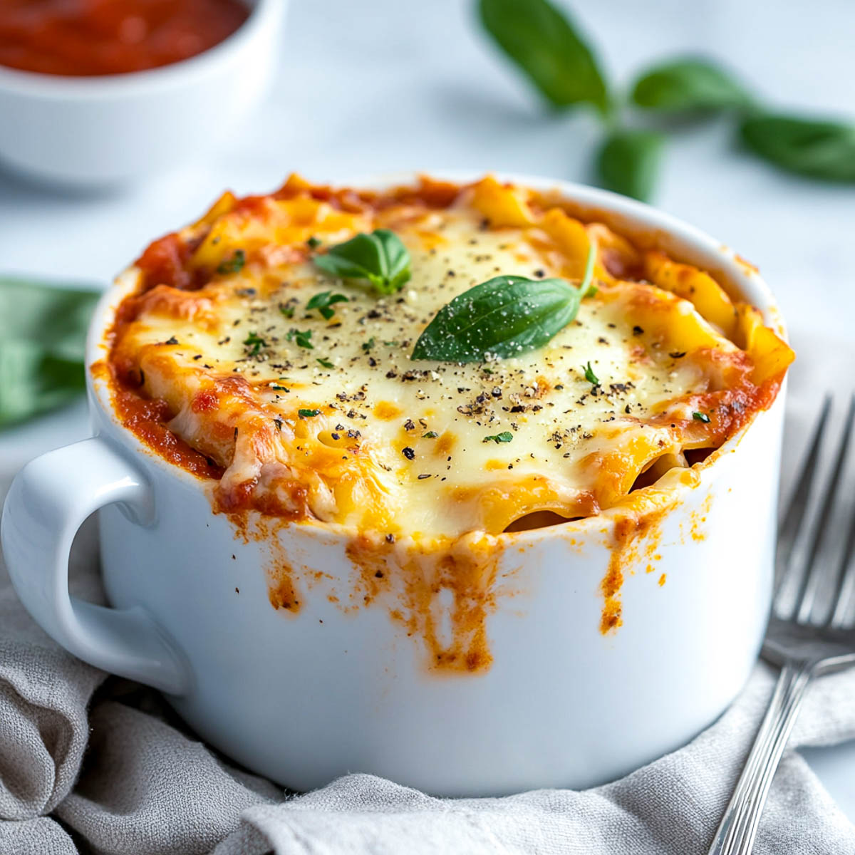 Lasagna with ricotta and marinara.