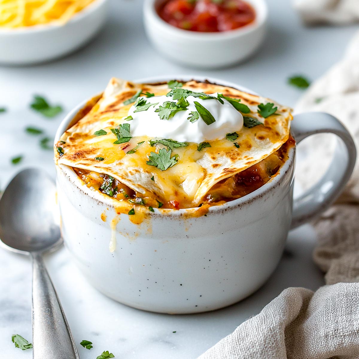 Quesadilla made in a mug.