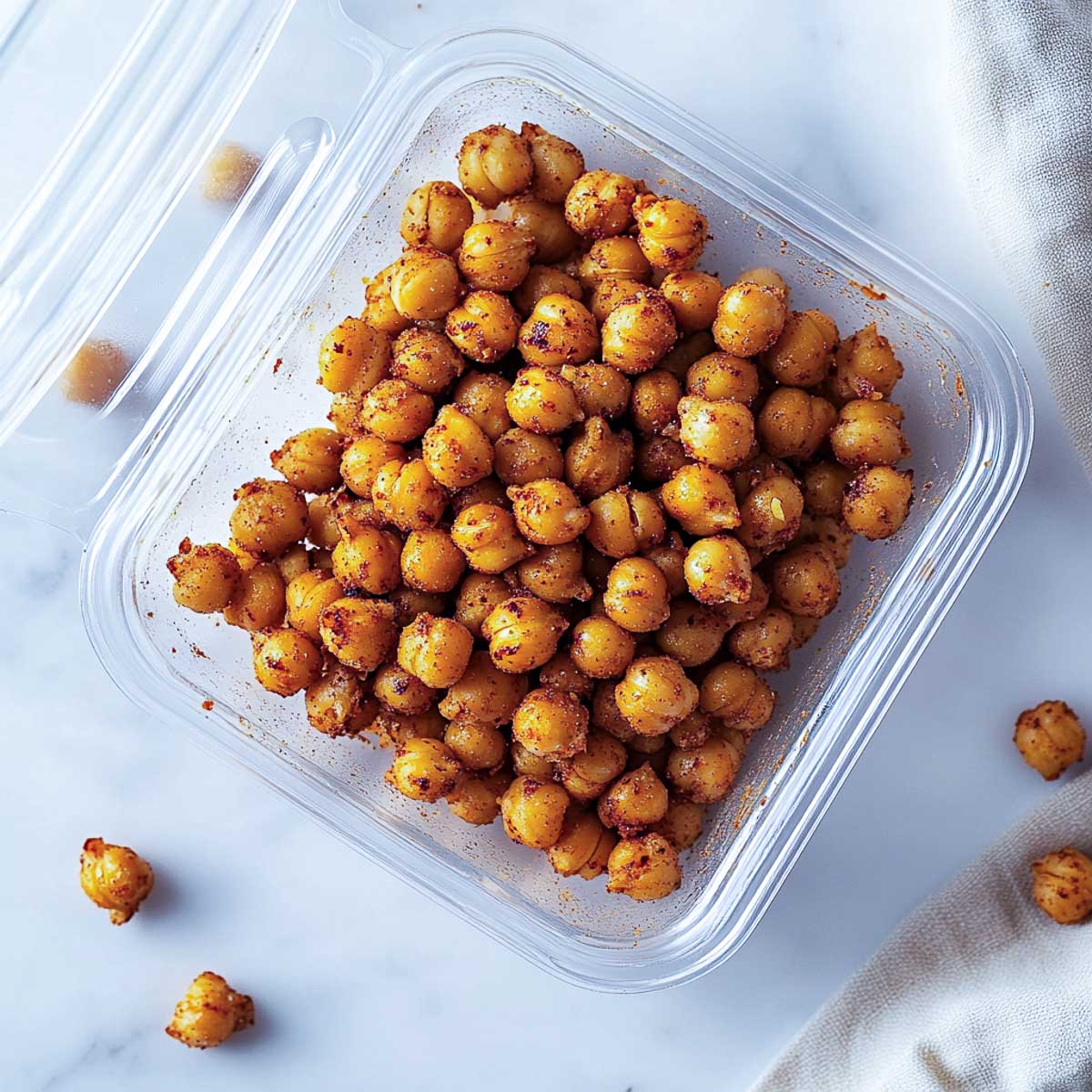 Roasted chickpea in a resealable bag for beack snacks.