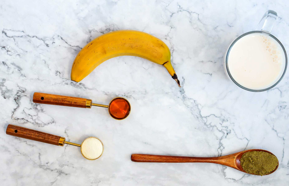 Ingredients placed on a marble surface.
