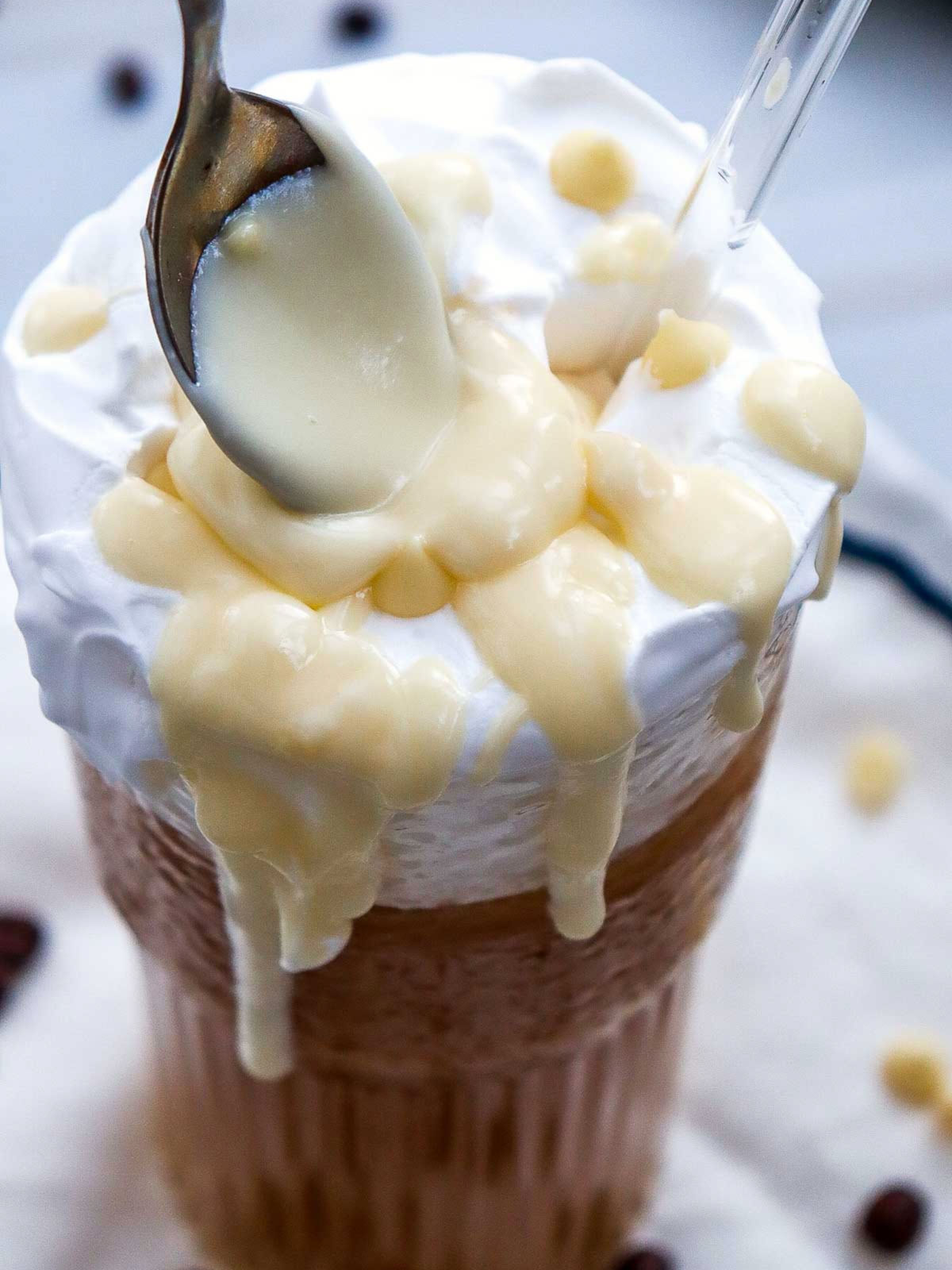 Coffee topped with more syrup.