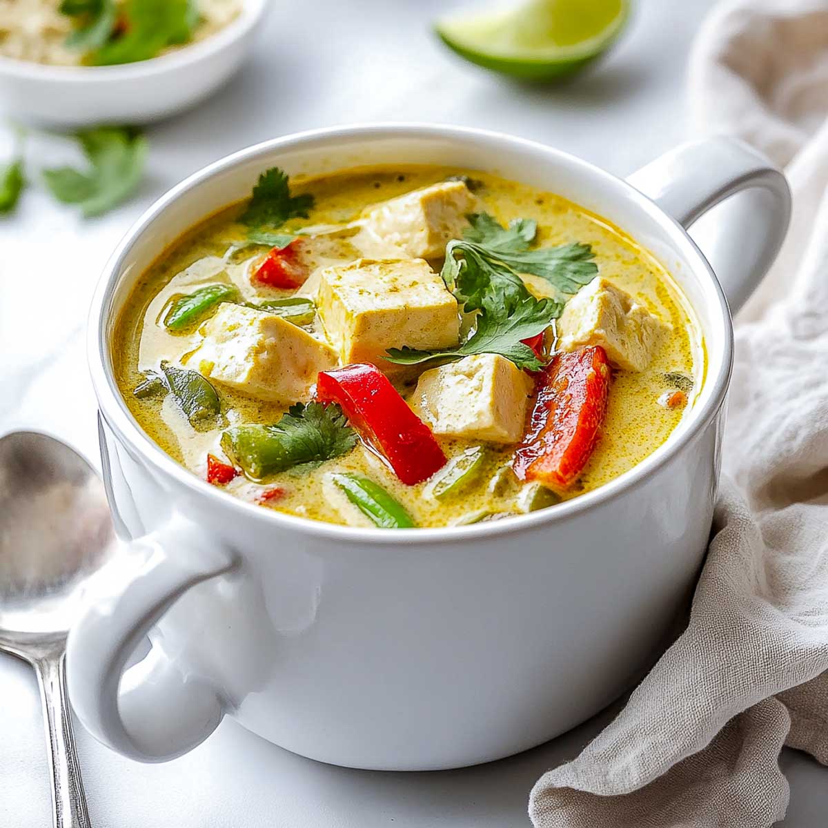 Thai green curry made with veggies and tofu.
