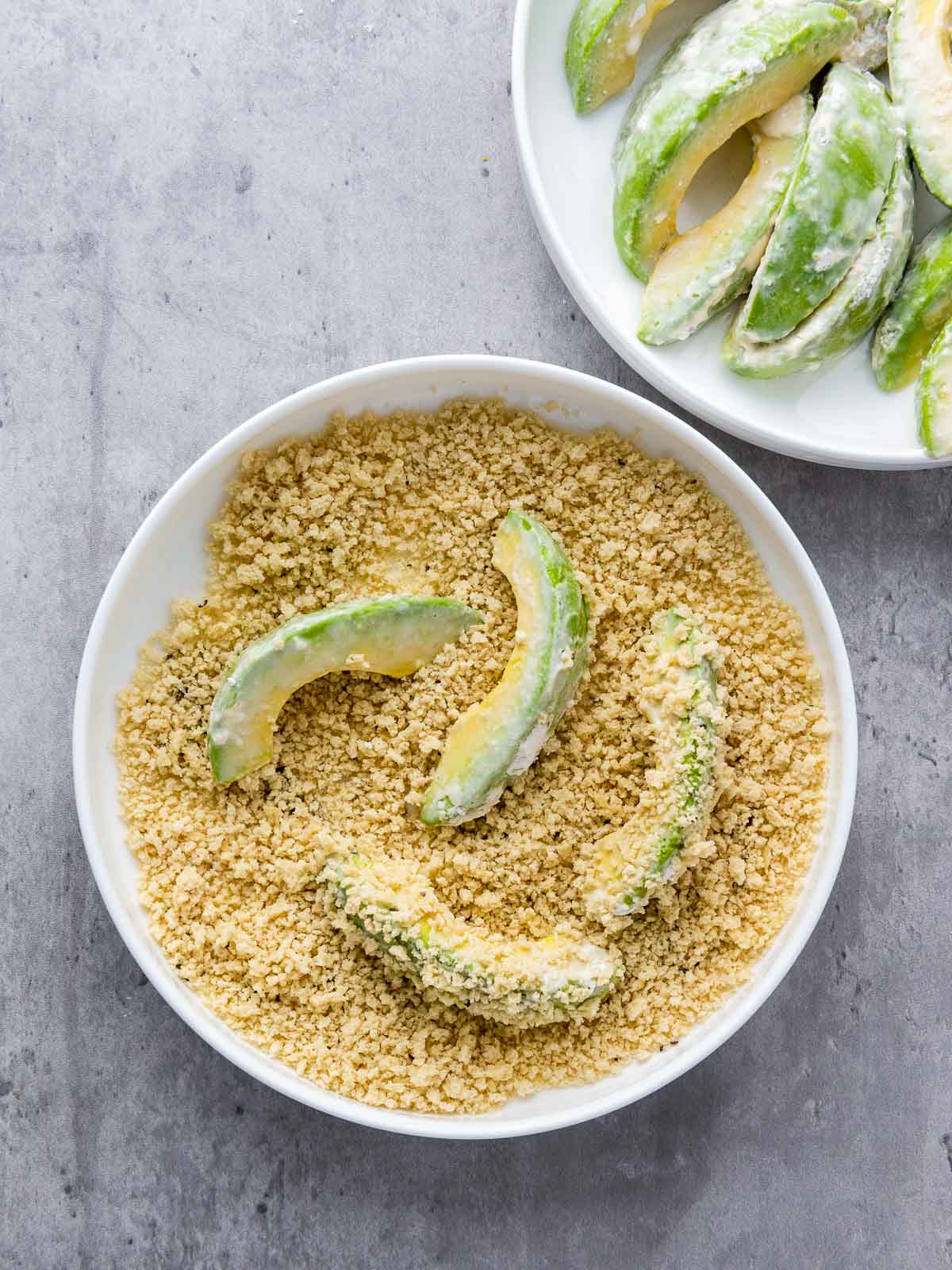 Wedges coated in panko crumbs.