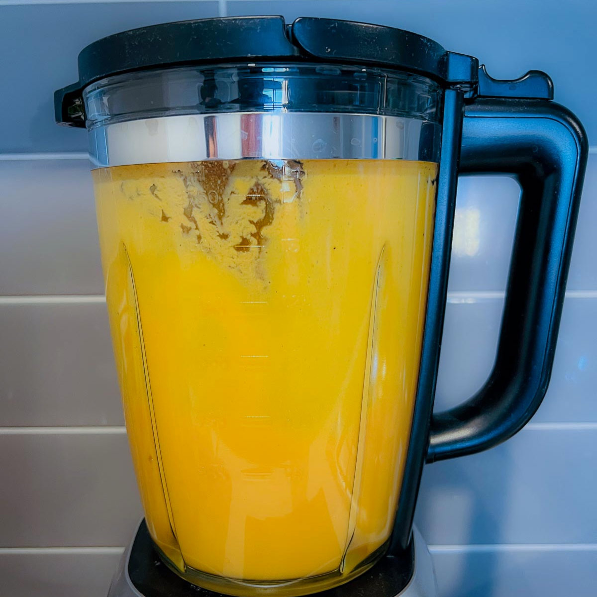 Blend the ingredients on a high speed blender.