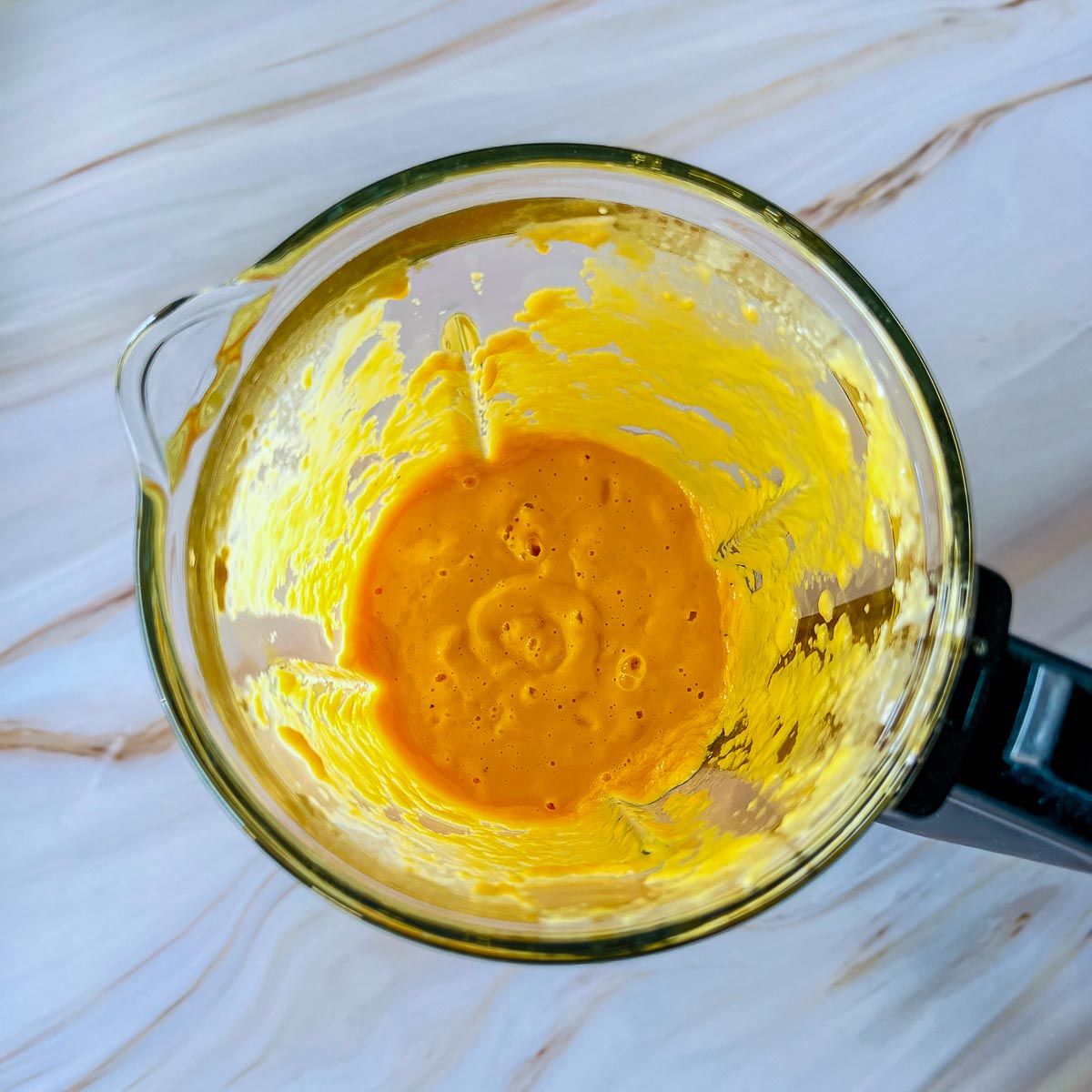 Creamy and smooth smoothie in the blender.