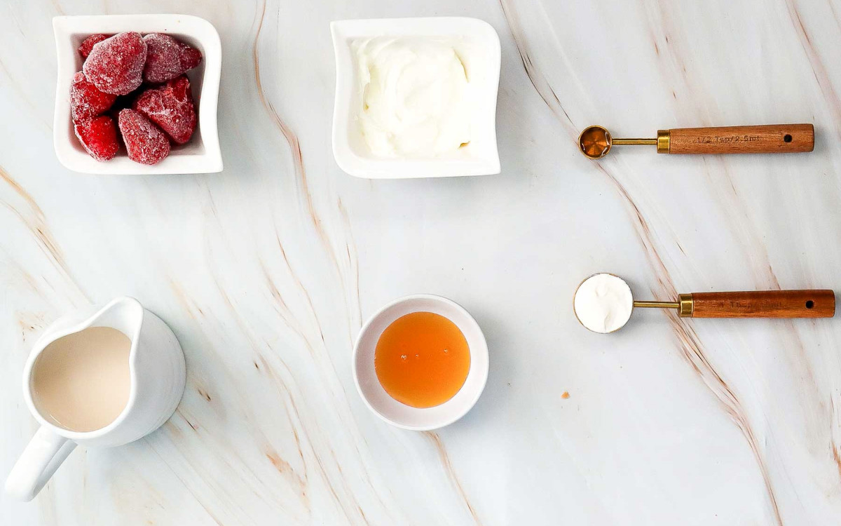 Ingredients placed on a marble surface.