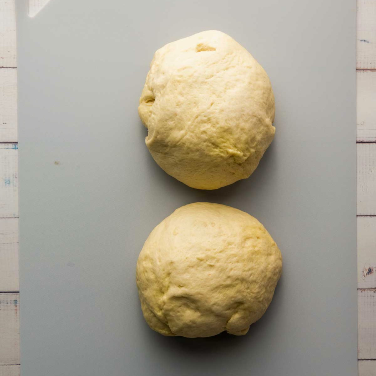 Dough balls after resting for 10 minutes.