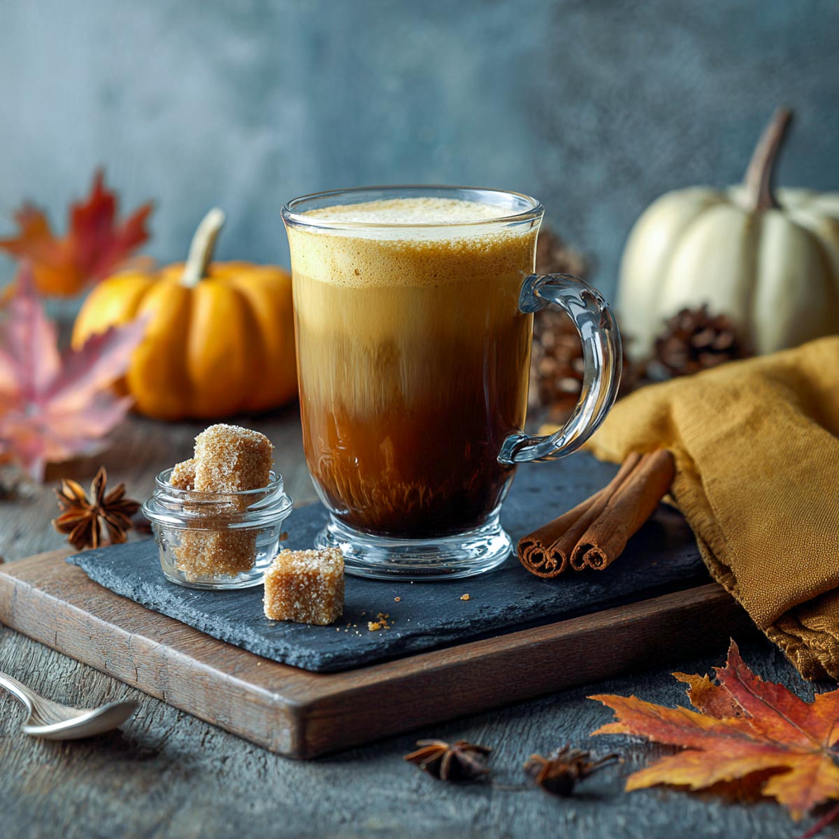 Brown sugar oatmilk espresso in clear glass with layered syrup.