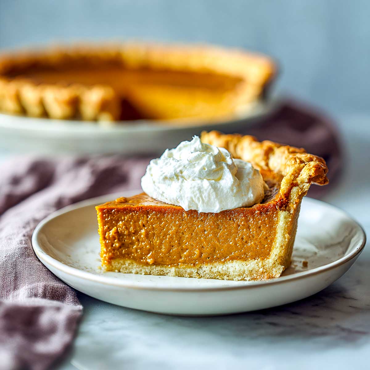 Classic pumpkin recipe baked in the air fryer on marble surface.