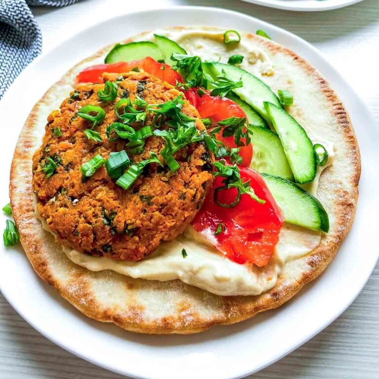 Close-up falafel pita with herbs and vegetables