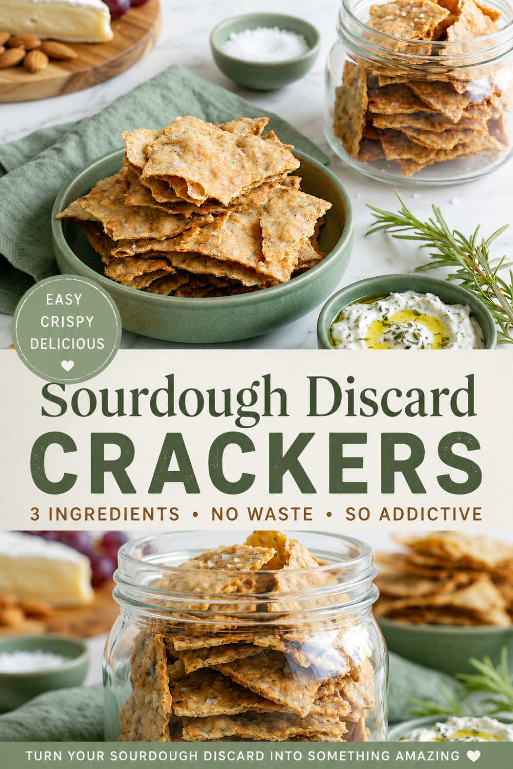 Sourdough discard cracker Pinterest image.